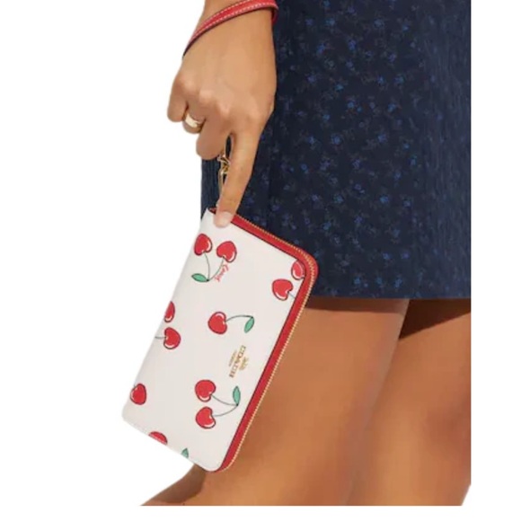 Coach Long Zip Around Wallet With Cherry Print - Picture 2 of 3